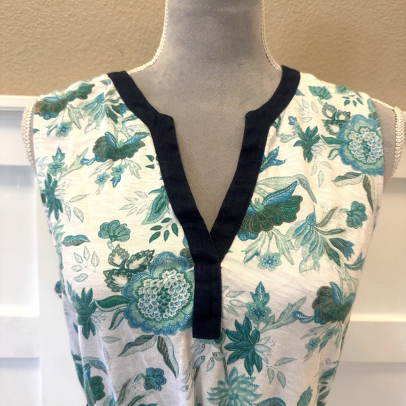 Tommy Bahama Flowers Cotton Dress Size:M Belted A Line Tank Dress Super Soft - Picture 4 of 11